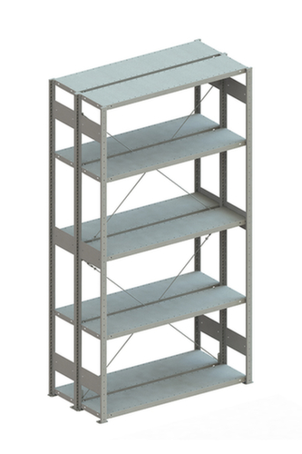 META Lagerregal CLIP 230, Höhe x Breite x Tiefe 2500 x 1356 x 536 mm, 5 Böden