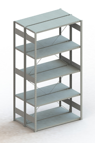 META Lagerregal CLIP S3 230, Höhe x Breite x Tiefe 2500 x 1356 x 436 mm, 5 Böden