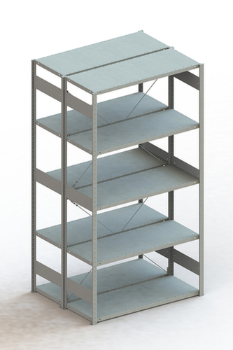 META Lagerregal CLIP S3 230, Höhe x Breite x Tiefe 2500 x 1356 x 536 mm, 5 Böden