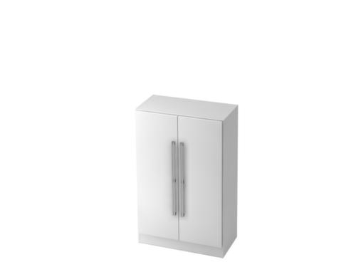 Büro-Flügeltürenschrank Up and Down, 3 Ordnerhöhen, weiß/weiß