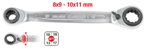 KS Tools 4 in 1 GEARplus® Doppel-Ratschenringschlüssel