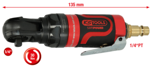 KS Tools 1/4" SlimPOWER Mini-Druckluft-Umschaltratsche 30Nm