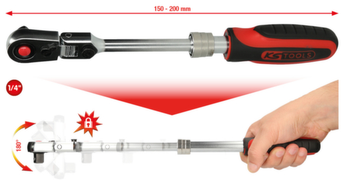 KS Tools 1/4" SlimPOWER Teleskop-Gelenk-Umschaltknarre