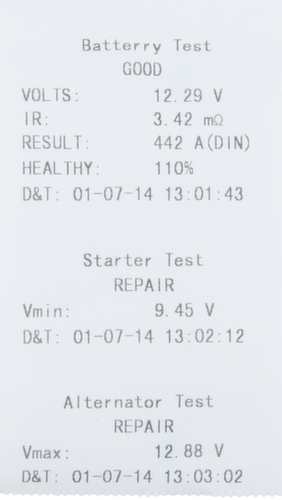 KS Tools 12V Digital-Batterie- und Ladesystemtester mit integriertem Drucker