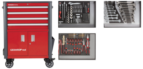 GEDORE RED R22041004 Werkzeugsatz im Werkstattwagen WINGMAN rot 129-teilig