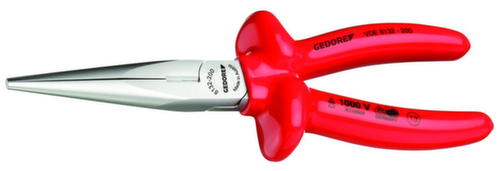 GEDORE VDE 8132-200 VDE-Flachrundzange mit Tauchisolierung 200 mm