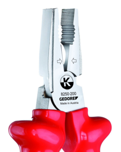 GEDORE VDE 8250-200 VDE-Kraft-Kombinationszange mit Tauchisolierung 200 mm