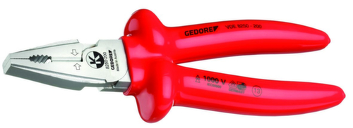GEDORE VDE 8250-200 VDE-Kraft-Kombinationszange mit Tauchisolierung 200 mm