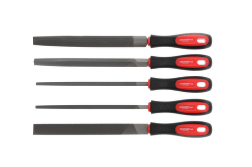 GEDORE R93000005 Feilensatz 3-kant + 4-kant + Flach + Rund + Halb 5-teilig