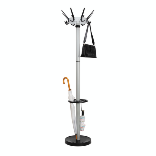 MAUL Garderobenständer MAULcaligo, mit 16/8/8 Haken, RAL9004 Signalschwarz / ähnlich RAL9006 Weißaluminium