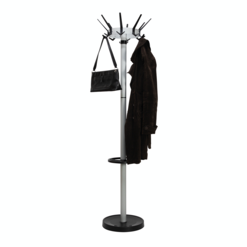 MAUL Garderobenständer MAULcaligo, mit 16/8/8 Haken, RAL9004 Signalschwarz / ähnlich RAL9006 Weißaluminium