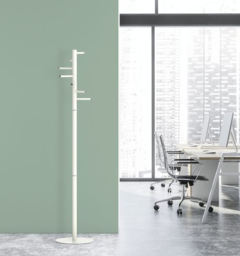 MAUL Garderobenständer MAULcaurus, mit 7 Haken, RAL9003 Signalweiß