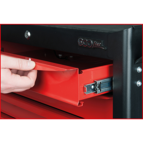 KS Tools ECOline SCHWARZ/ROT Werkstattwagen mit 7 Schubladen und 598 Premium-Werkzeugen