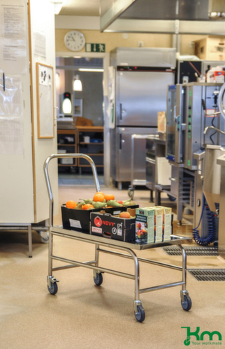 Kongamek Edelstahl-Schiebebügelwagen, Traglast 100 kg, Ladefläche 735 x 390 mm