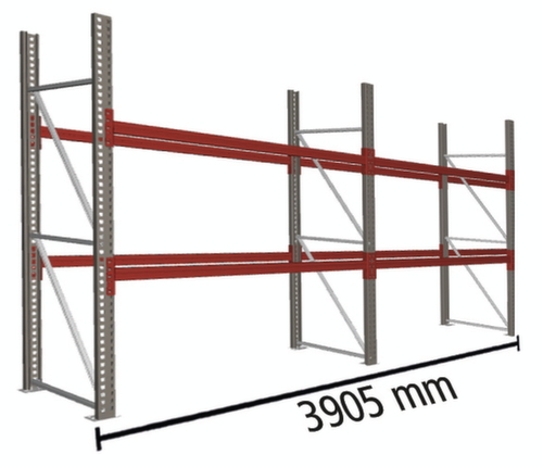 META Palettenregal MULTIPAL für 12 Paletten, 3905 mm breit, 2 Lagerebenen