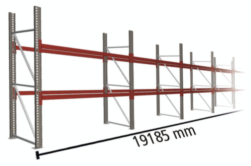 META Palettenregal MULTIPAL für 60 Paletten, 19185 mm breit, 2 Lagerebenen