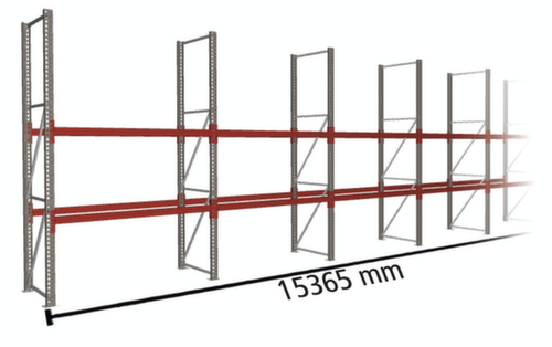 META Palettenregal MULTIPAL für 48 Paletten, 15365 mm breit, 3 Lagerebenen