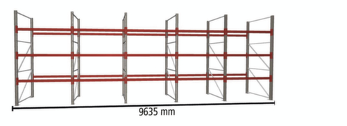 META Palettenregal MULTIPAL für 40 Paletten, 9635 mm breit, 4 Lagerebenen