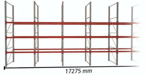 META Palettenregal MULTIPAL für 72 Paletten, 17275 mm breit, 4 Lagerebenen