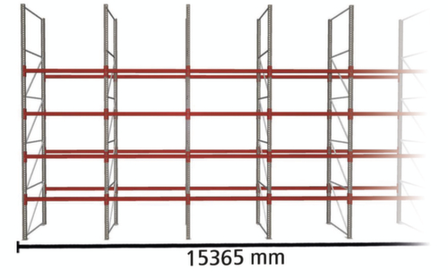 META Palettenregal MULTIPAL für 80 Paletten, 15365 mm breit, 5 Lagerebenen