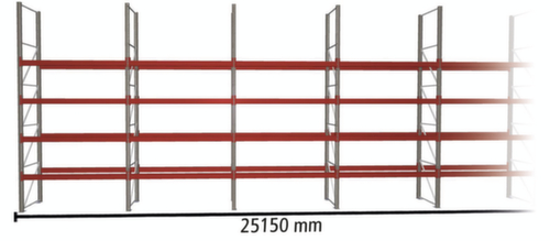 META Palettenregal MULTIPAL für 135 Paletten, 25150 mm breit, 5 Lagerebenen