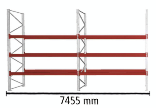 META Palettenregal MULTIPAL für 32 Paletten, 7455 mm breit, 4 Lagerebenen