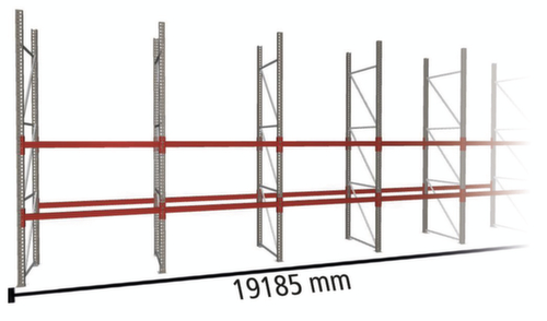 META Palettenregal MULTIPAL für 90 Paletten, 19185 mm breit, 3 Lagerebenen
