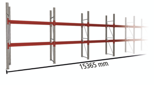 META Palettenregal MULTIPAL für 24 Paletten, 15365 mm breit, 3 Lagerebenen