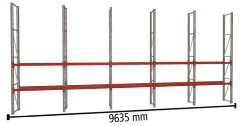 META Palettenregal MULTIPAL für 20 Paletten, 9635 mm breit, 4 Lagerebenen