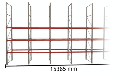 META Palettenregal MULTIPAL für 32 Paletten, 15365 mm breit, 4 Lagerebenen