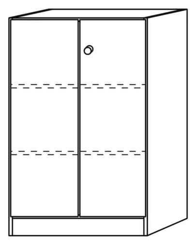 Büro-Flügeltürenschrank Up and Down, 3 Ordnerhöhen, weiß/weiß