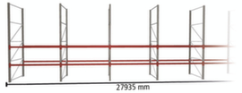 META Palettenregal MULTIPAL für 90 Paletten, 27935 mm breit, 3 Lagerebenen
