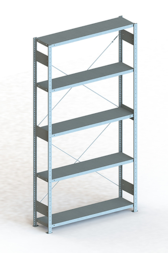 META Lagerregal CLIP S3 230, Höhe x Breite x Tiefe 2500 x 1356 x 336 mm, 5 Böden