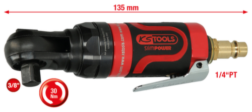 KS Tools 3/8" SlimPOWER Mini-Druckluft-Umschaltratsche 30Nm