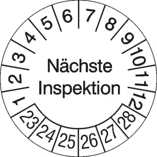 Runde Prüfplakette ohne Jahresfarbe