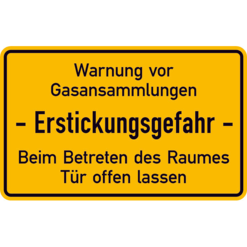 Hinweisschild SafetyMarking® für Tankanlagen, "Warnung vor Gasansammlungen Erstickungsgefahr"