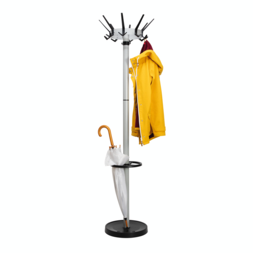 MAUL Garderobenständer MAULcaligo, mit 16/8/8 Haken, RAL9004 Signalschwarz / ähnlich RAL9006 Weißaluminium