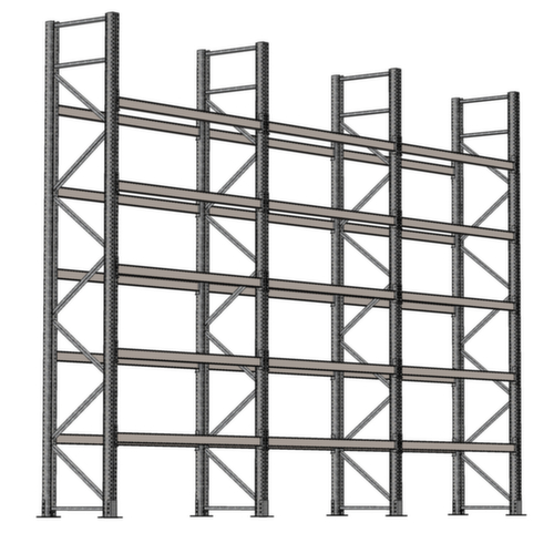 SCHULTE Palettenregal für 54 Paletten, 8590 mm breit, 6 Lagerebenen