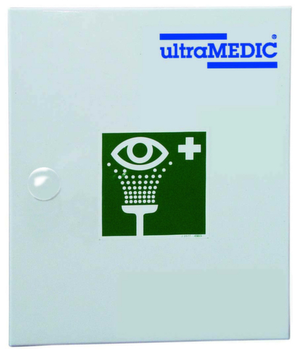 ultraMEDIC Augenschutz-Wandschrank ultraAQUA-SAFE, Augenspülflaschen, Augenklappe, Kompressen, Einmalhandschuhe, Vliesstofftücher