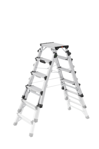 Hailo Teleskop-Stufen-Doppelleiter TopLine D100, 2 x 4 / 2 x 5 / 2 x 6 rutschsicher profilierte Sprossen und Stufen
