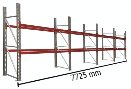 META Palettenregal MULTIPAL für 24 Paletten, 7725 mm breit, 3 Lagerebenen