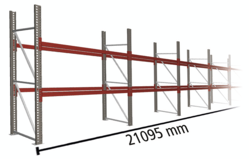 META Palettenregal MULTIPAL für 66 Paletten, 21095 mm breit, 2 Lagerebenen