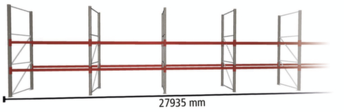 META Palettenregal MULTIPAL für 90 Paletten, 27935 mm breit, 3 Lagerebenen