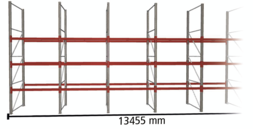 META Palettenregal MULTIPAL für 56 Paletten, 13455 mm breit, 4 Lagerebenen