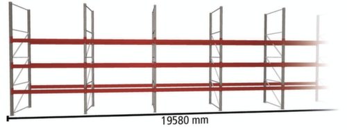 META Palettenregal MULTIPAL für 84 Paletten, 19580 mm breit, 4 Lagerebenen