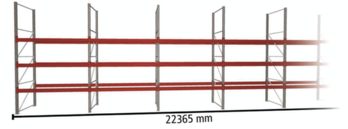 META Palettenregal MULTIPAL für 96 Paletten, 22365 mm breit, 4 Lagerebenen