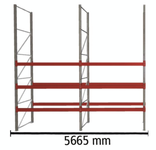 META Palettenregal MULTIPAL für 24 Paletten, 5665 mm breit, 4 Lagerebenen