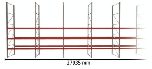META Palettenregal MULTIPAL für 120 Paletten, 27935 mm breit, 4 Lagerebenen