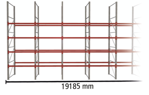 META Palettenregal MULTIPAL für 100 Paletten, 19185 mm breit, 5 Lagerebenen