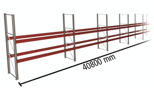 META Palettenregal MULTIPAL für 132 Paletten, 40800 mm breit, 3 Lagerebenen